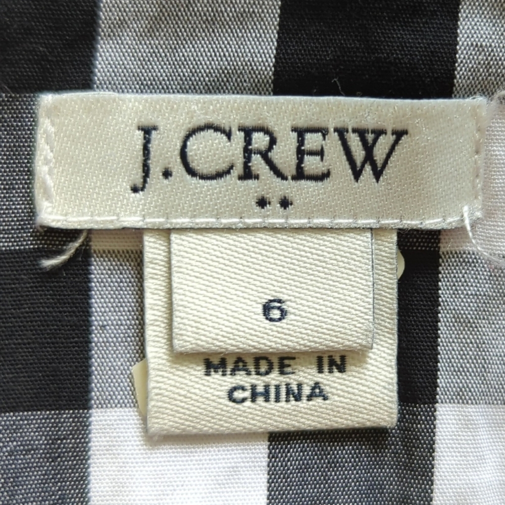 J. Crew Black & White Check 100% Cotton Skirt w Tie Unlined Slash Pockets Size 6 - Picture 5 of 7